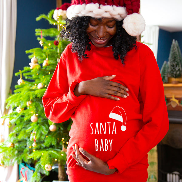 Isabel Maternity Womens Red Santa Baby Christmas Holiday Sweatshirt Tee  X-Large 
