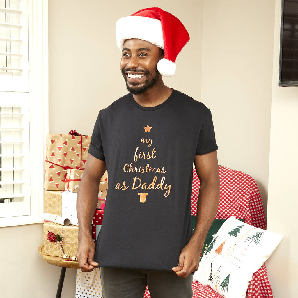 First Christmas As Daddy New Dad Christmas T Shirt Ellie Ellie