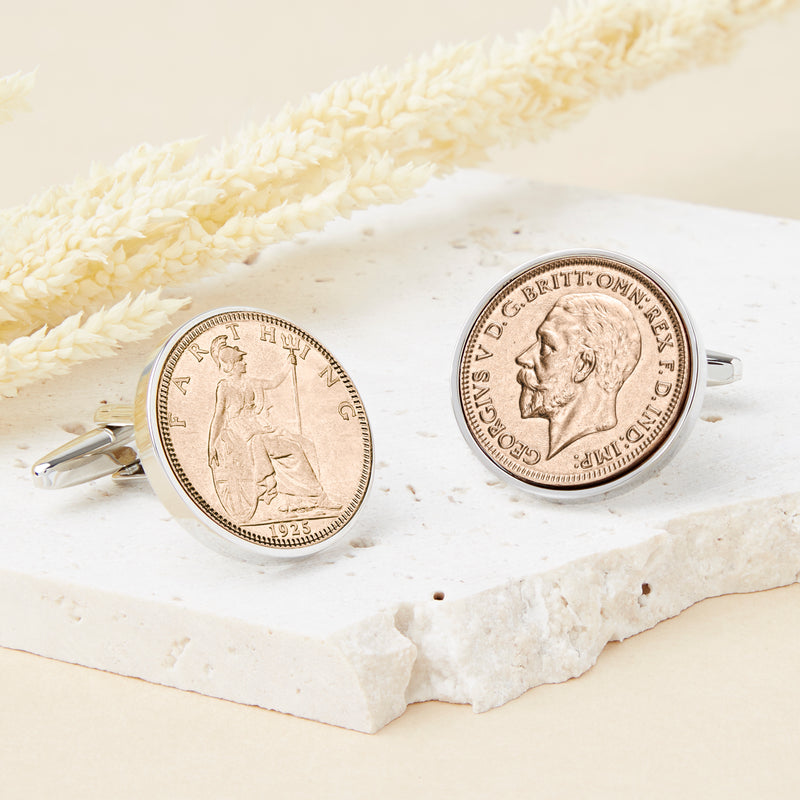 100th Birthday 1925 Farthing Coin Cufflinks