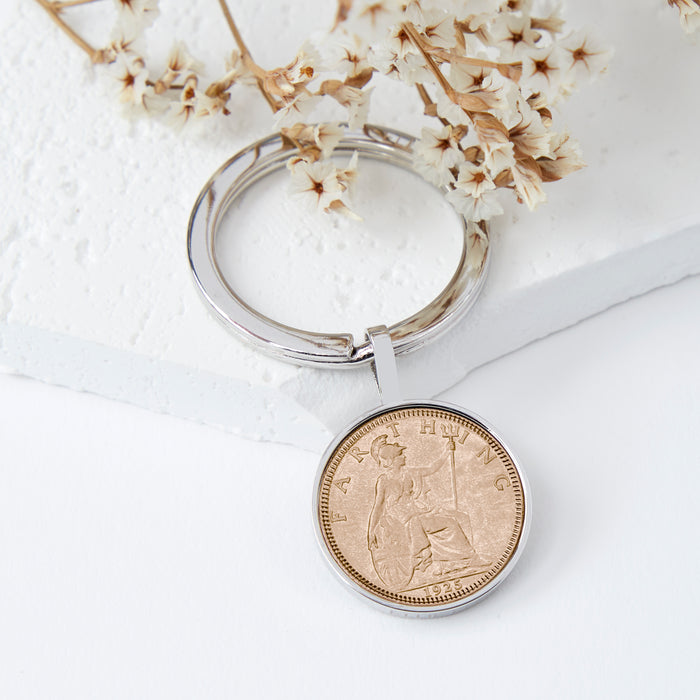 100th Birthday 1925 Farthing Coin Keyring