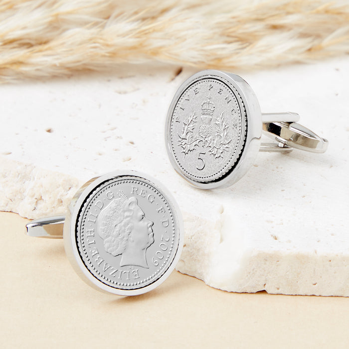 16th Birthday 2009 Five Pence Coin Cufflinks