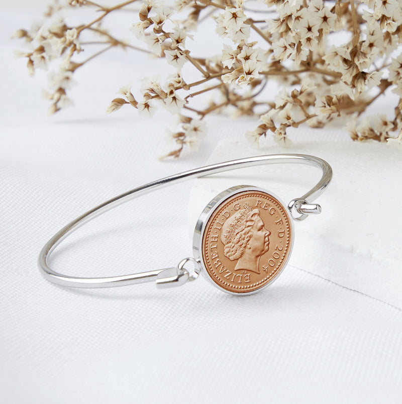 21st Birthday 2004 Penny Coin Bangle Bracelet