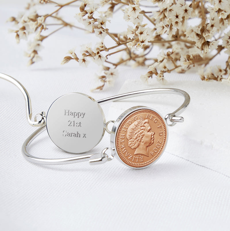 21st Birthday 2004 Penny Coin Bangle Bracelet