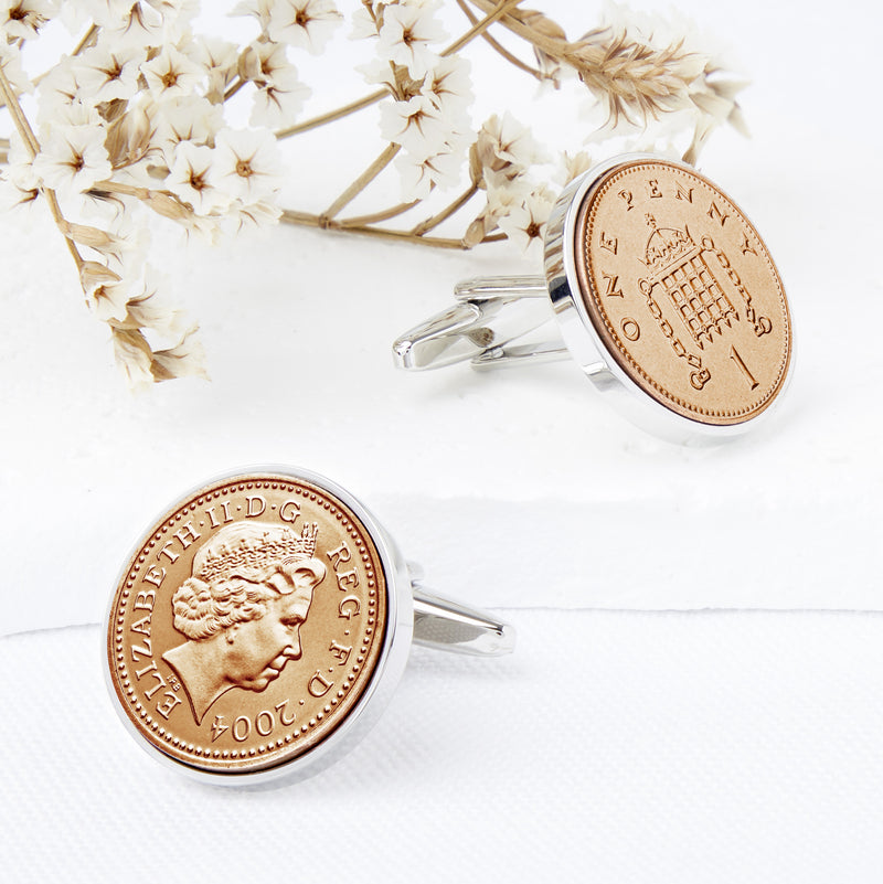 21st Birthday 2004 Penny Coin Cufflinks