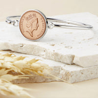 30th Birthday 1995 Penny Coin Bangle Bracelet