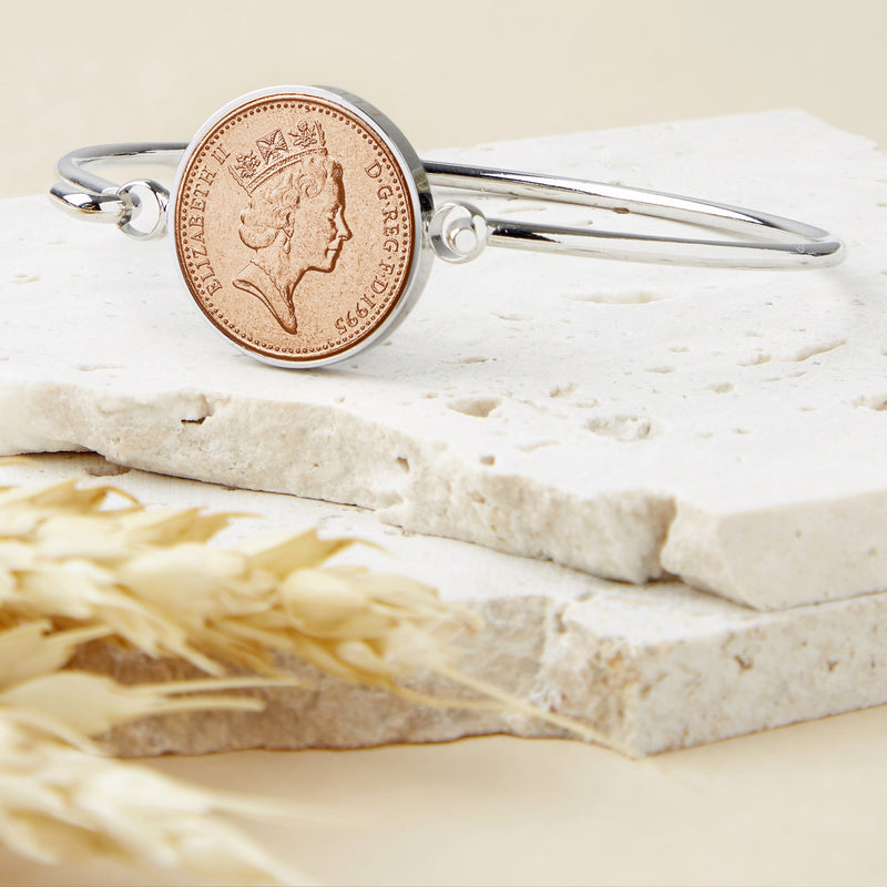 30th Birthday 1995 Penny Coin Bangle Bracelet