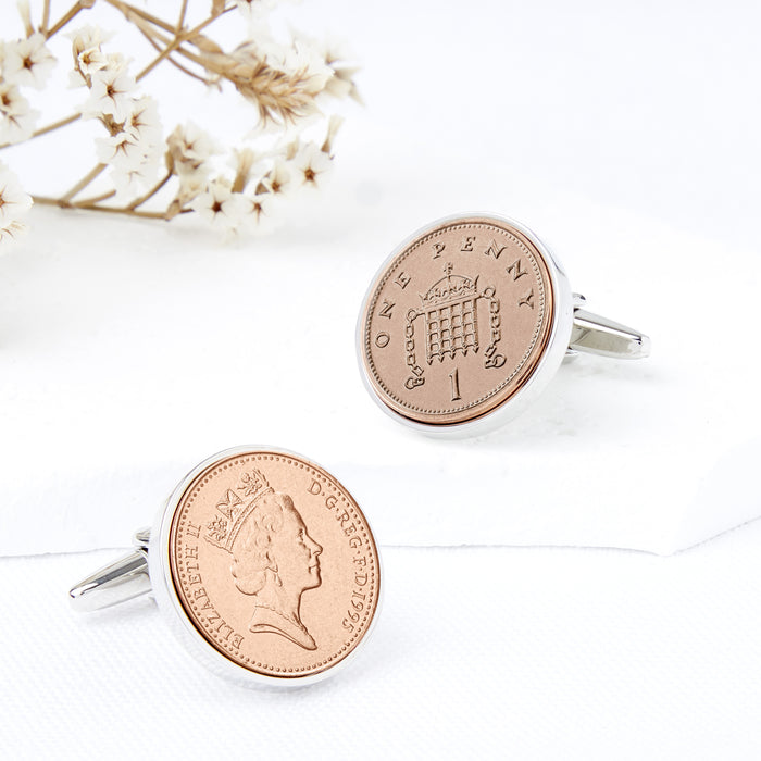 30th Birthday 1995 Penny Coin Cufflinks