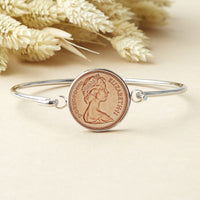 40th Birthday 1985 Penny Coin Bangle Bracelet