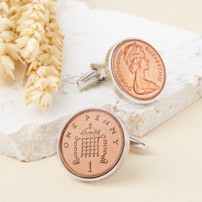 40th Birthday 1985 Penny Coin Cufflinks