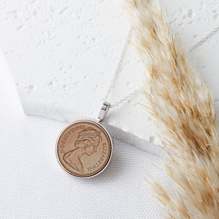 40th Birthday 1985 Penny Coin Pendant Necklace