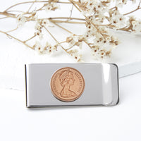 50th Birthday 1975 Half penny Coin Money Clip