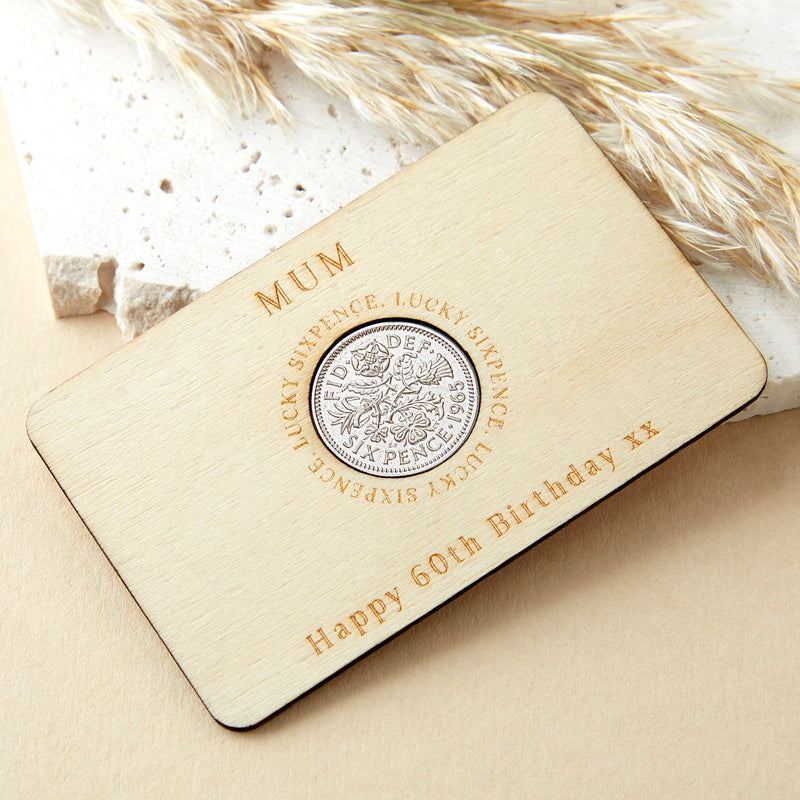 60th Birthday 1965 Sixpence Personalised Wallet Card