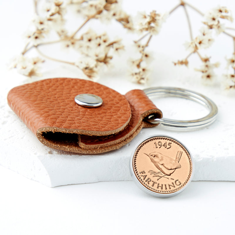 80th Birthday 1945 Farthing Keepsake Keyring