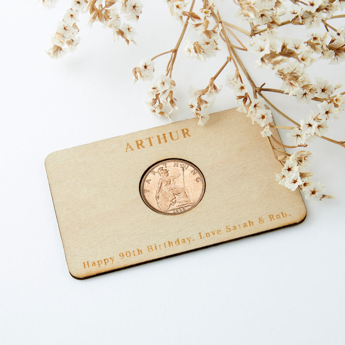 90th Birthday 1935 Farthing Personalised Wallet Card