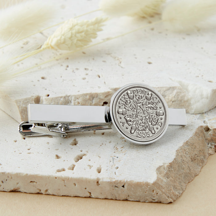 90th Birthday 1935 Sixpence Year Coin Tie Clip