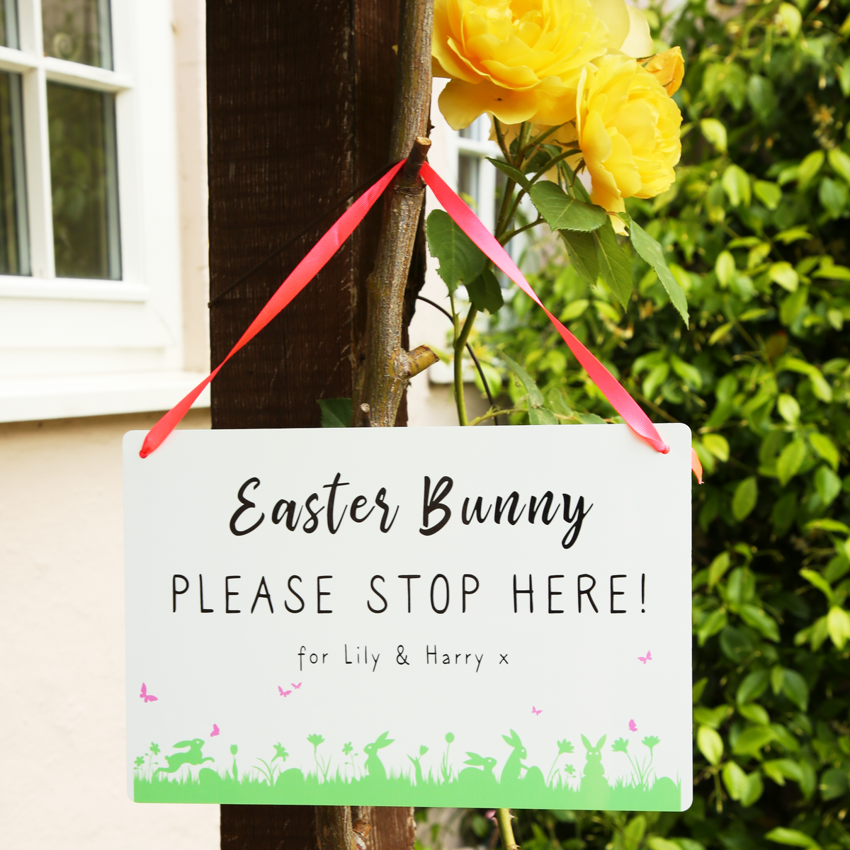 Easter Bunny Please Stop Here' Personalised Sign