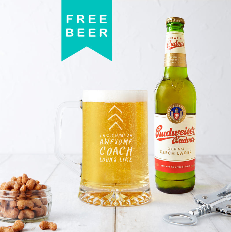 "Awesome Coach" Beer Tankard Glass