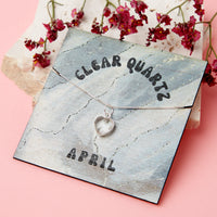 Sterling Silver April Clear Quartz Necklace Card