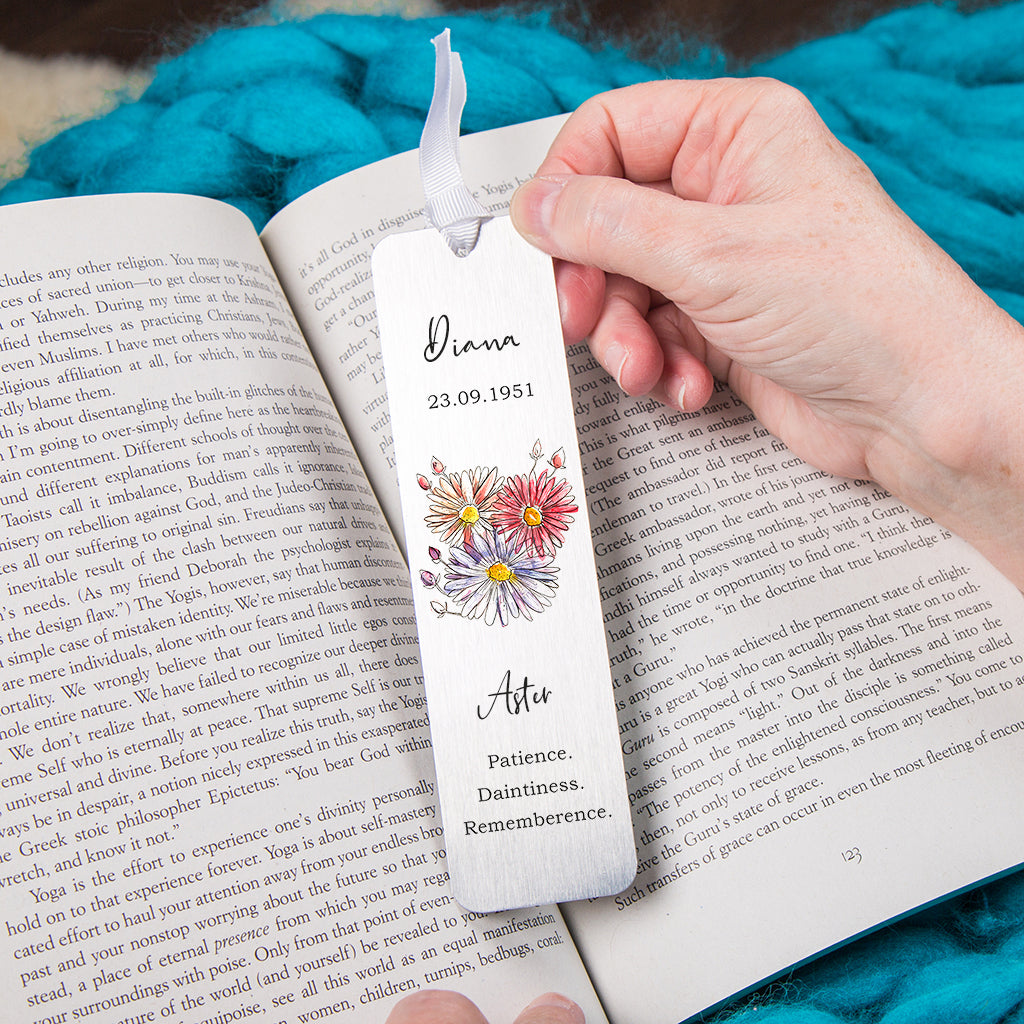 Birth Flower Personalised Water Colour Bookmark