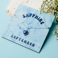 Sterling Silver September Sapphire Necklace Card