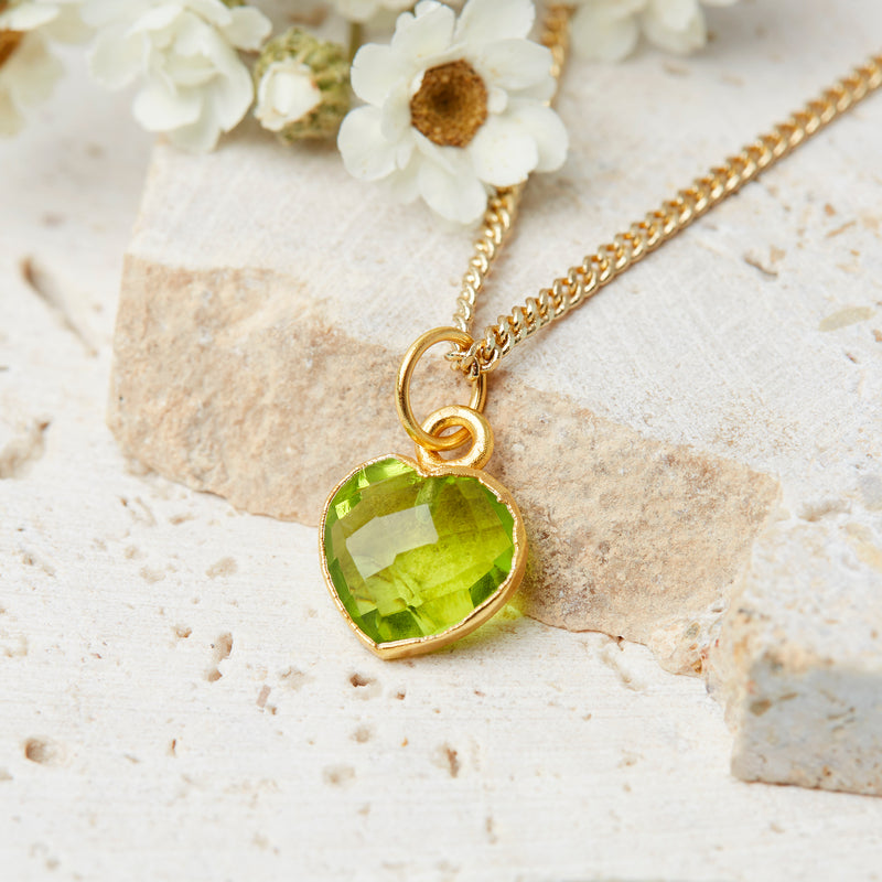 Gold Plated August Peridot Necklace Card