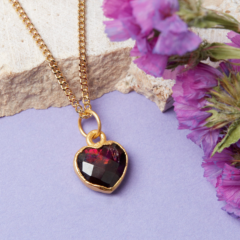 Gold Plated January Garnet Necklace Card