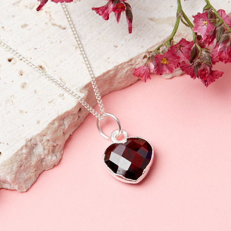 Sterling Silver January Garnet Necklace Card