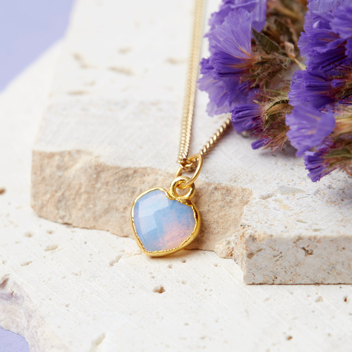 Gold Plated October Opal Necklace Card