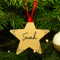 Personalised Name Gold Star Christmas Decoration