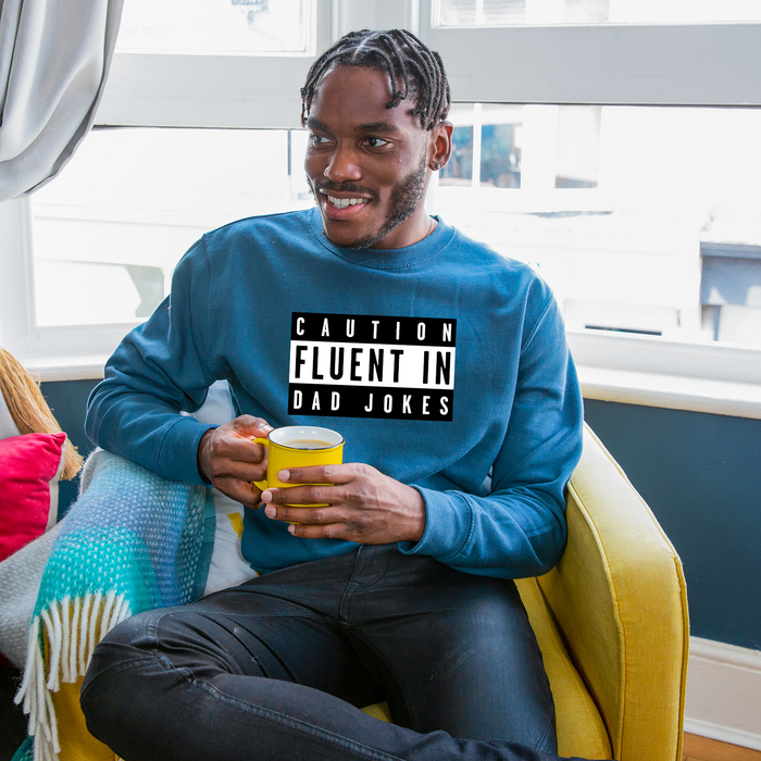 Fluent In Dad Jokes Advisory Label Men's Sweatshirt