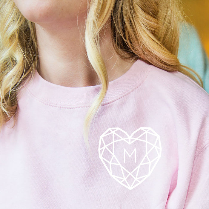 Jewelled Heart Personalised Single Initial Unisex Sweatshirt