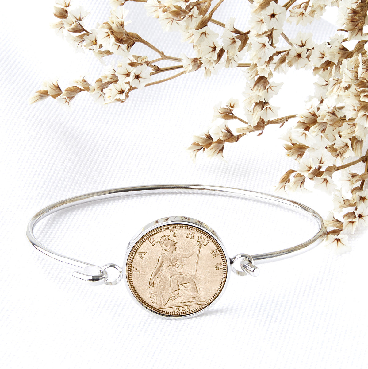 90th Birthday 1935 Farthing Coin Bangle Bracelet