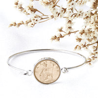 90th Birthday 1935 Farthing Coin Bangle Bracelet