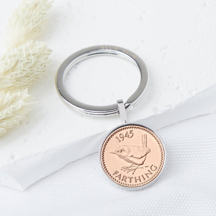 80th Birthday 1945 Farthing Coin Keyring