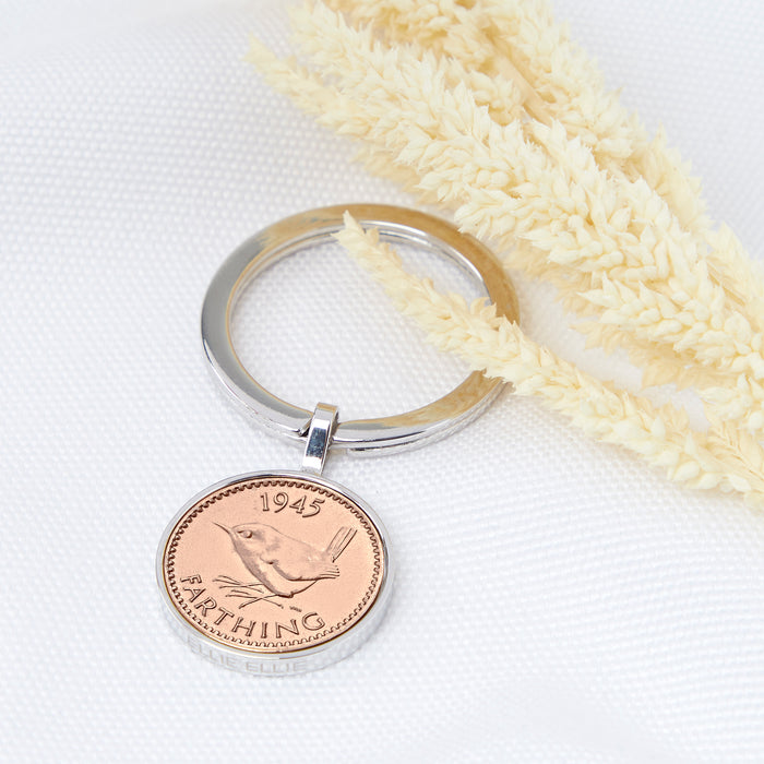 80th Birthday 1945 Farthing Coin Keyring