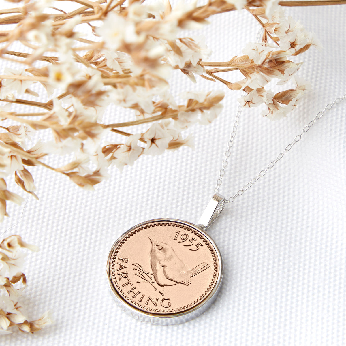 70th Birthday 1955 Farthing Coin Necklace