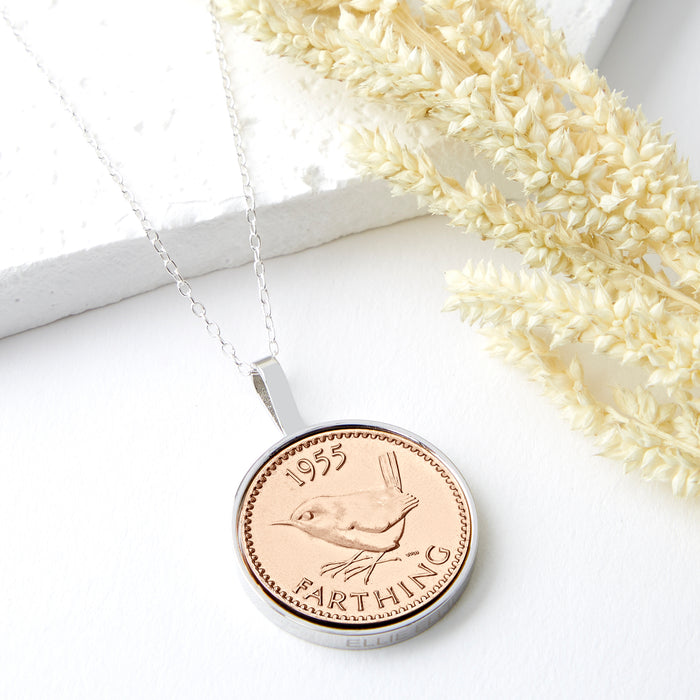 70th Birthday 1955 Farthing Coin Necklace