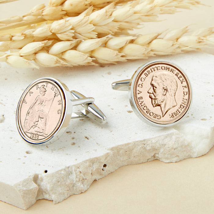 Farthing 1945 80th Birthday Coin Cufflinks