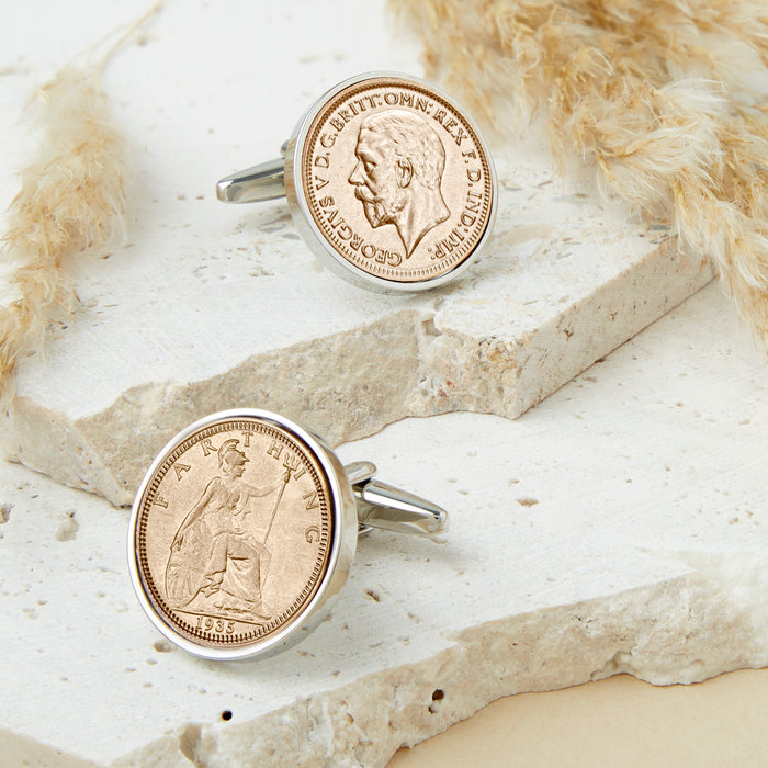 Farthing 1945 80th Birthday Coin Cufflinks