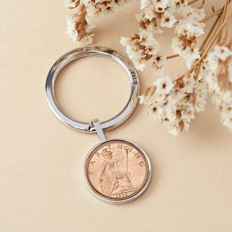 Farthing 90th 1935 Birthday Coin Keyring