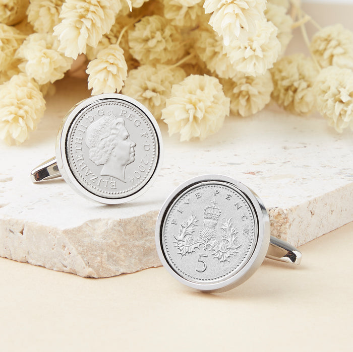 Five Pence 21st 2004 Birthday Coin Cufflinks