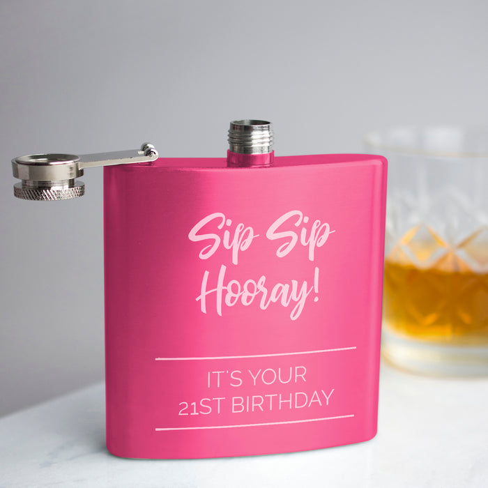 Sip Sip Hooray' Personalised Graduation Hip Flask