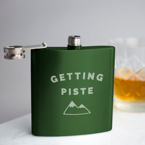 'Getting Piste' Engraved Hip Flask