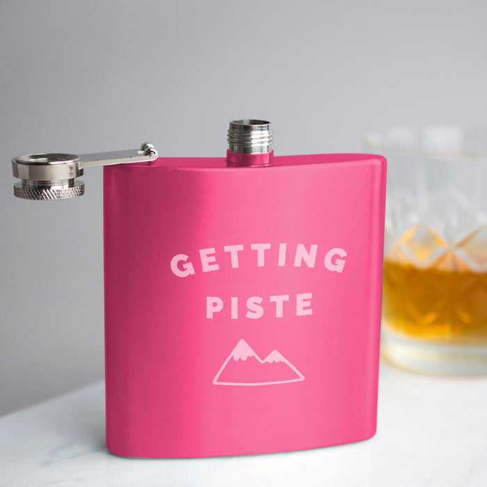 'Getting Piste' Engraved Hip Flask