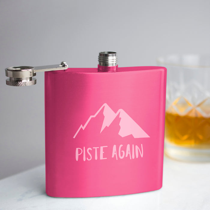 Piste Again' Engraved Hip Flask