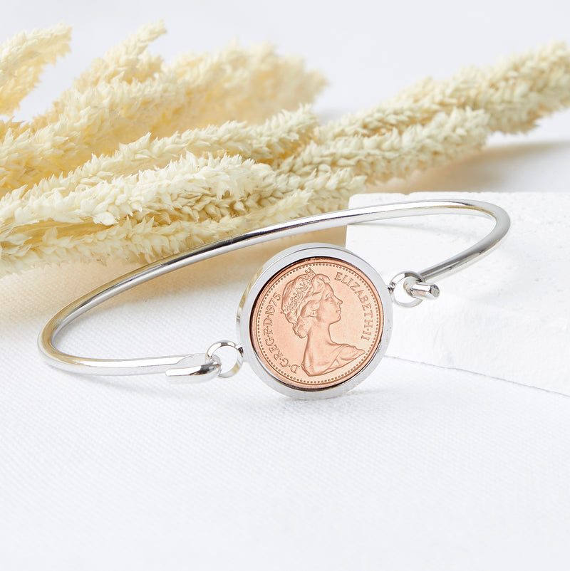 50th Birthday 1975 Half Penny Coin Bracelet