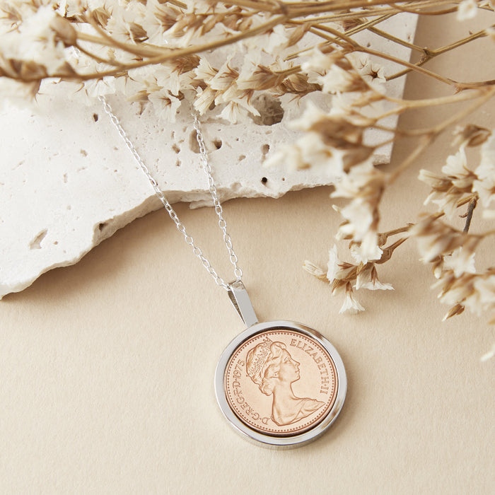 50th Birthday 1975 Half penny Coin Necklace