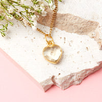 Gold Plated Heart Citrine Gemstone Necklace