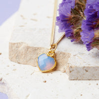 Gold Plated Heart Opal Gemstone Necklace