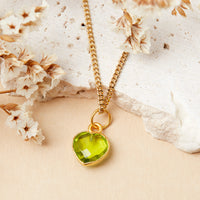 Gold Plated Peridot Quartz Gemstone Necklace